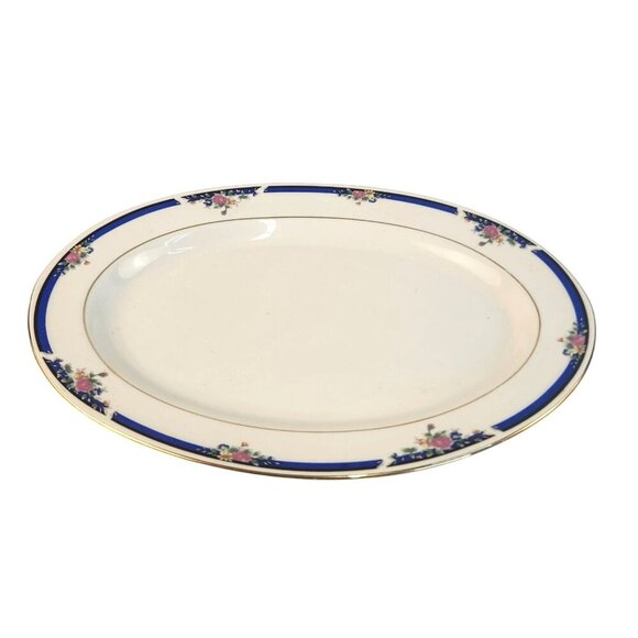 Royal Majestic Fine China Oval Serving Platter Morning Rose 8433 Floral Gold Tri - Picture 8 of 8